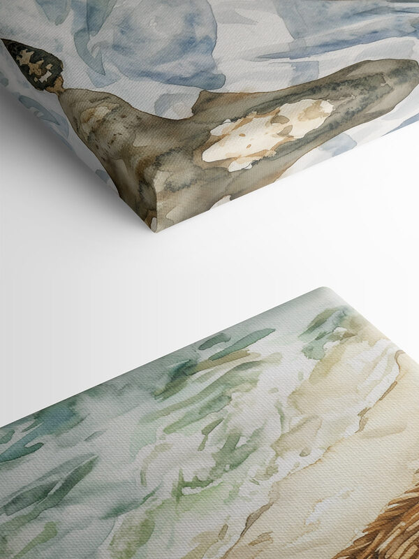 Aquarelle représentant deux verres de vin à côté d'un panier de pique-nique et d'un livre Aquarelle représentant deux verres de vin à côté d'un panier de pique-nique et d'un livre