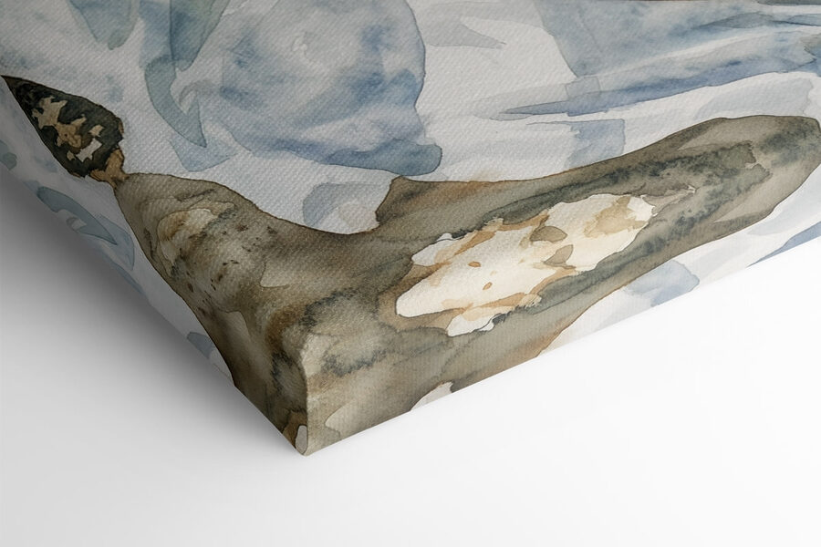 Aquarelle représentant deux verres de vin à côté d'un panier de pique-nique et d'un livre
