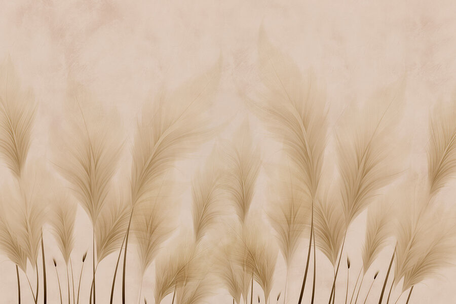 Groupe de plumes sur fond beige