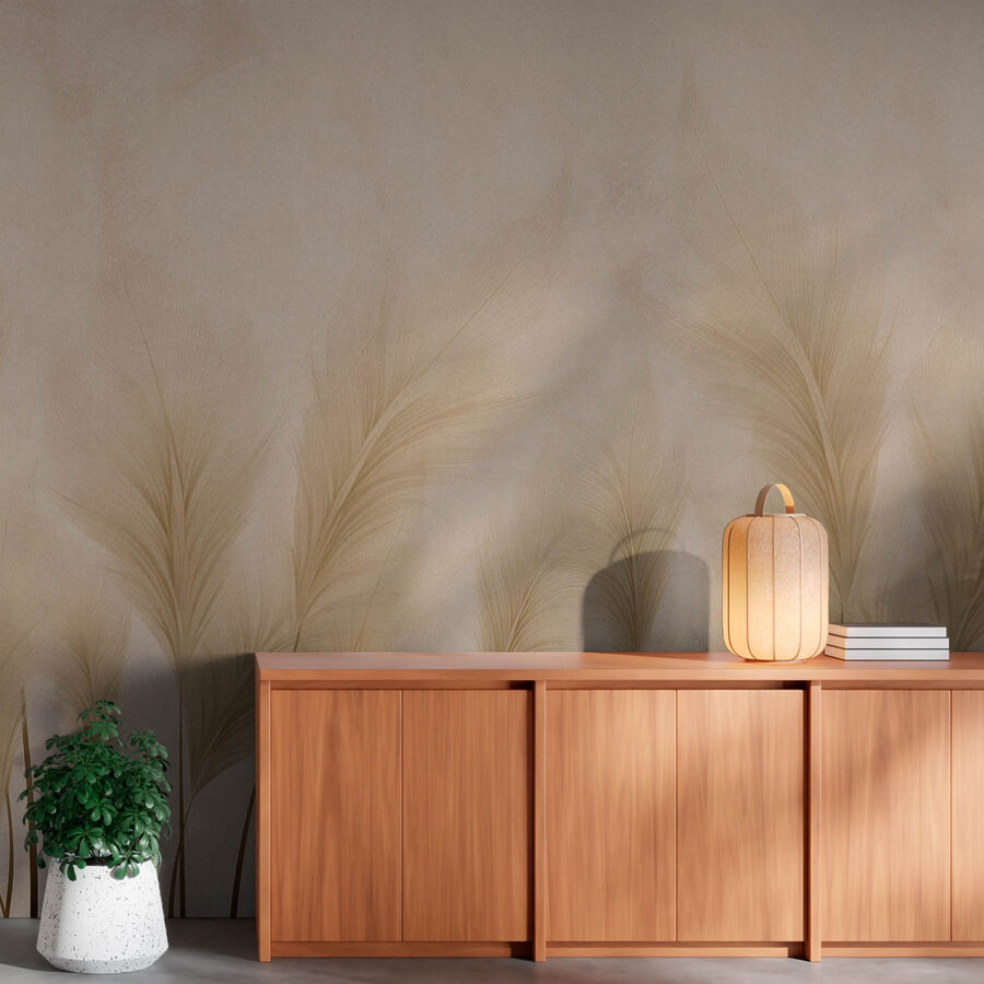 Groupe de plumes sur fond beige