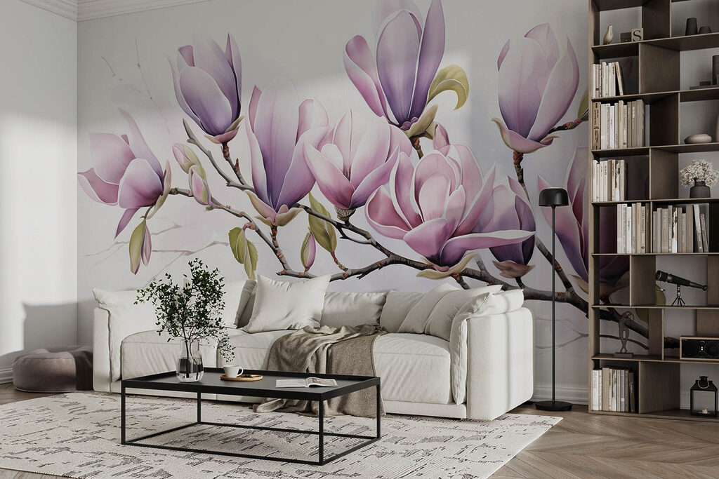 Branch with purple flowers