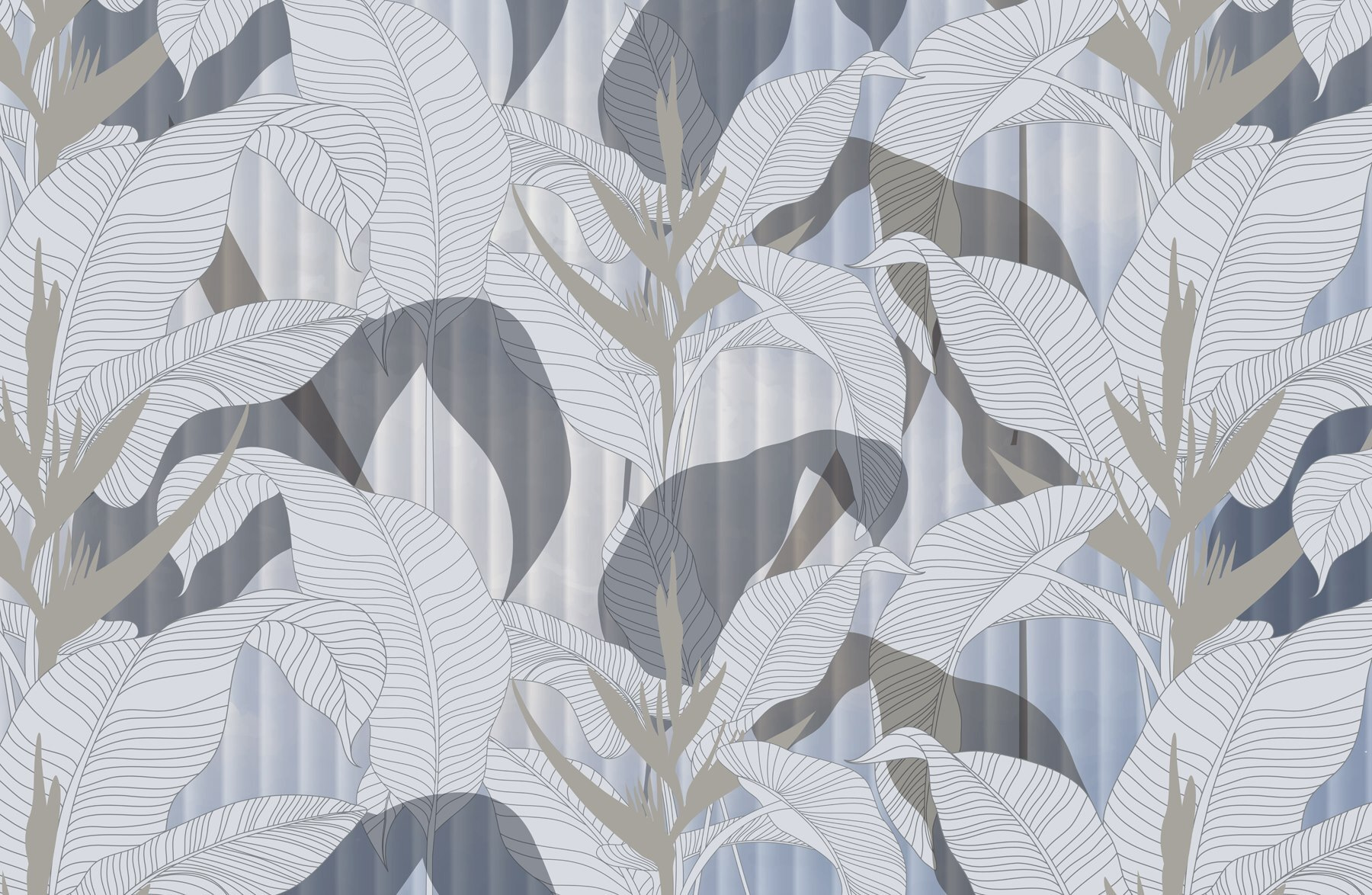 Wallpaper with leaves and flowers Wallpaper with leaves and flowers