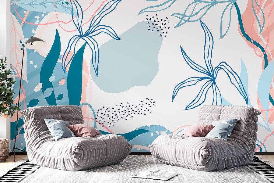 Motif floral bleu et rose Motif floral bleu et rose