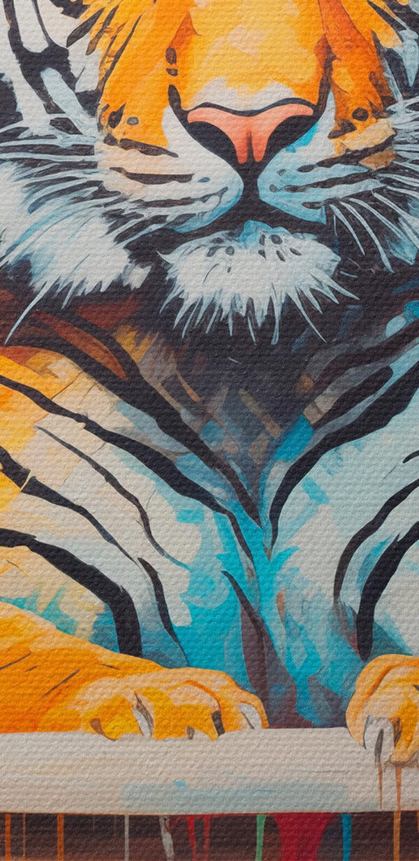 Peinture d'un tigre dans une baignoire fleurie Peinture d'un tigre dans une baignoire fleurie