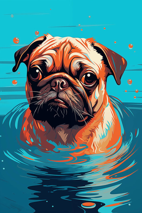 Chien dans l'eau avec des bulles Chien dans l'eau avec des bulles