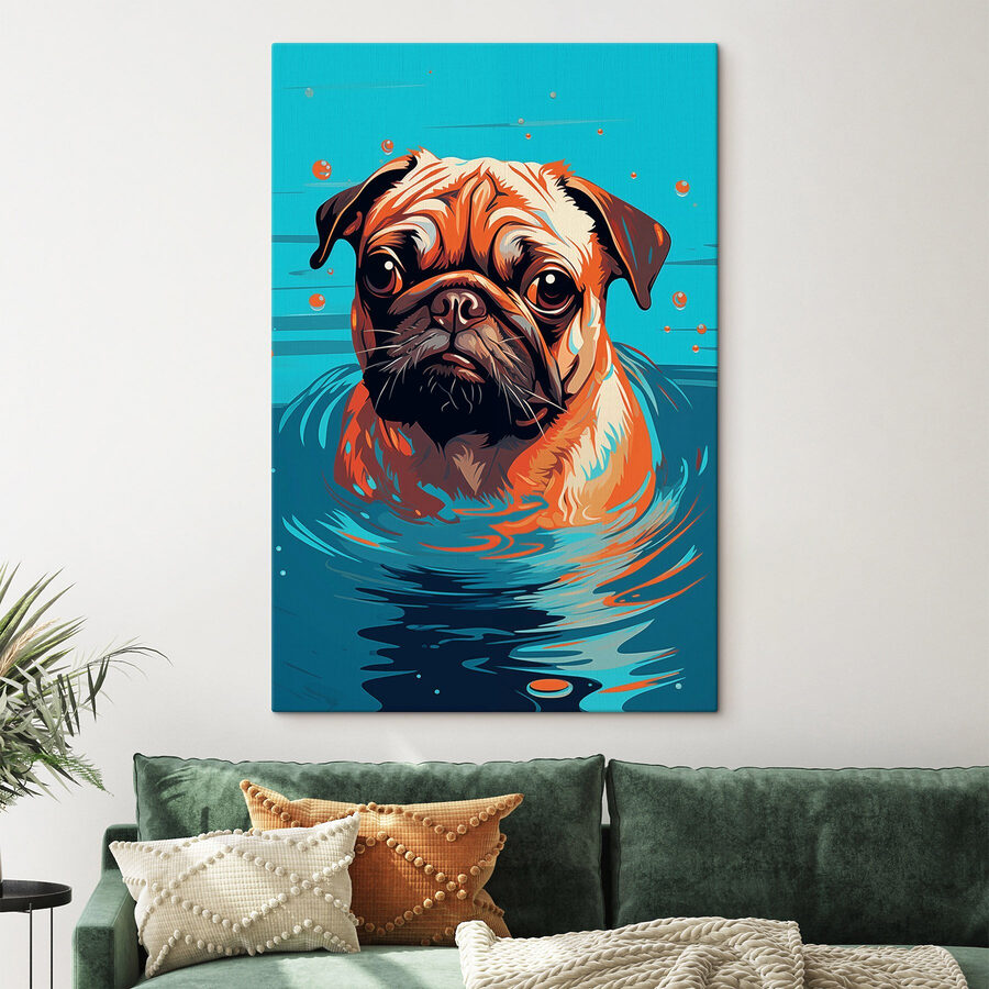 Chien dans l'eau avec des bulles