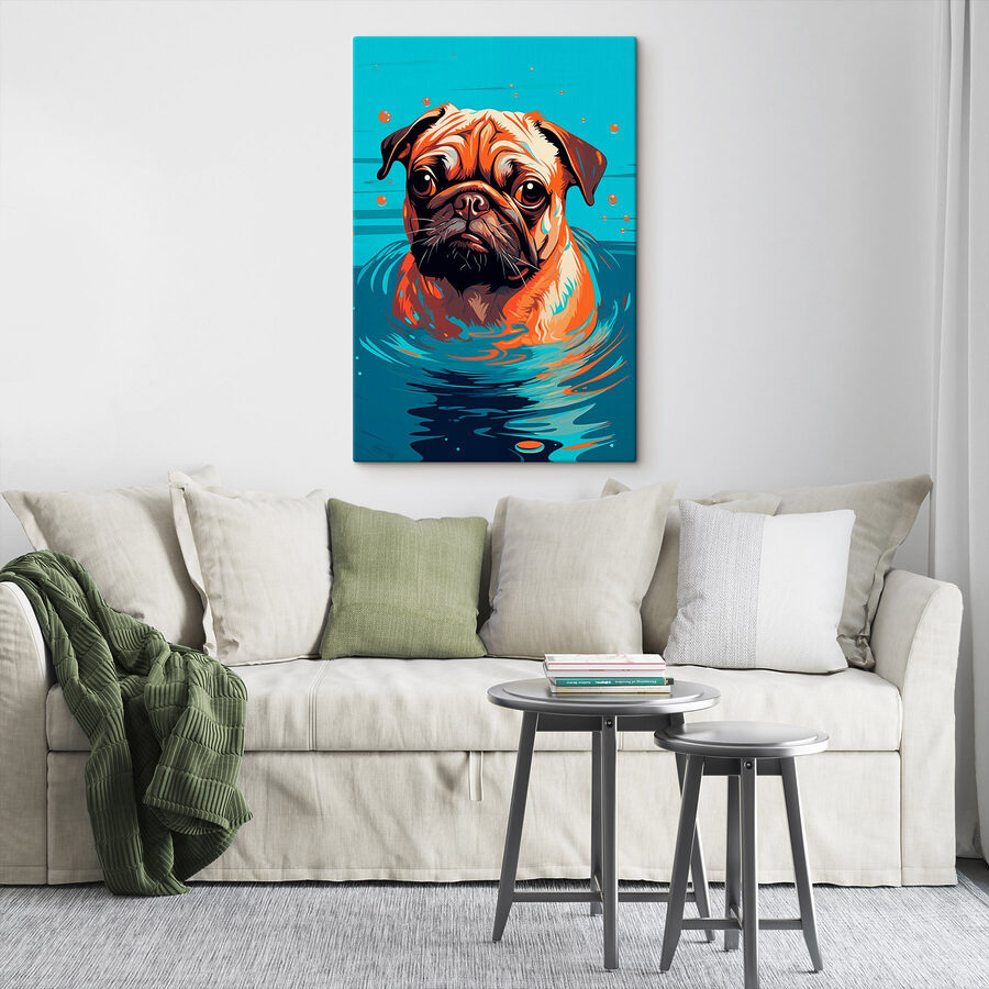 Chien dans l'eau avec des bulles
