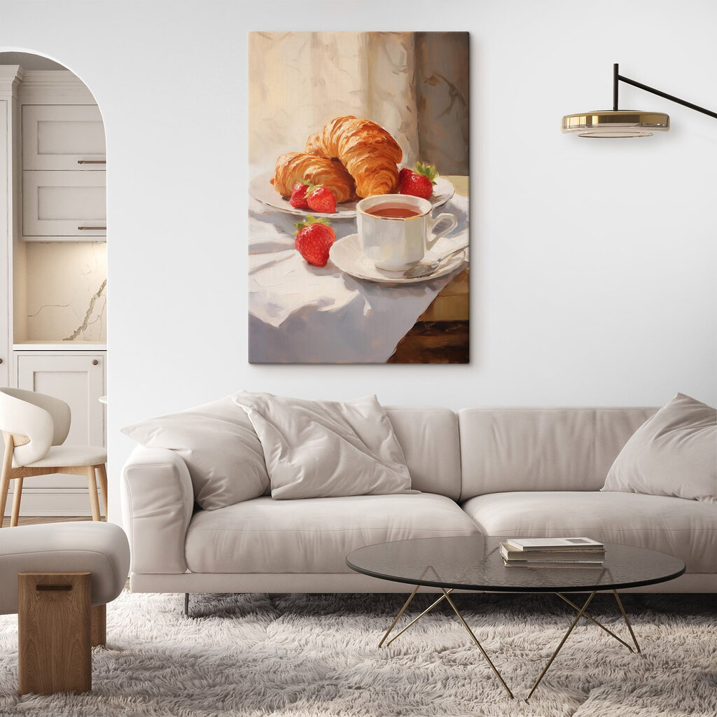 Croissant and strawberries on a plate Croissant and strawberries on a plate