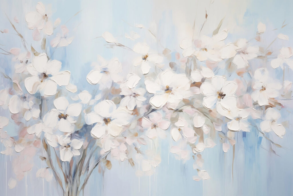 Painting of white flowers