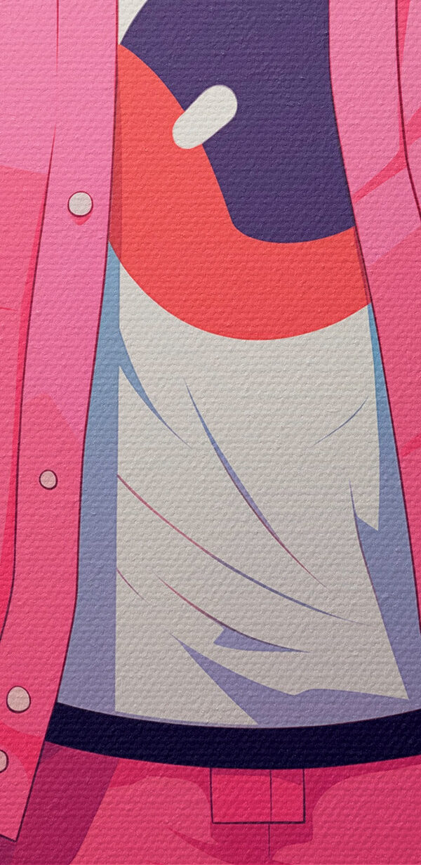 Personne portant un sweat à capuche rose et une veste rose Personne portant un sweat à capuche rose et une veste rose