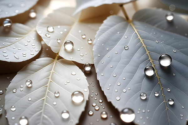 Les délicates gouttelettes de la nature sur les feuilles Les délicates gouttelettes de la nature sur les feuilles