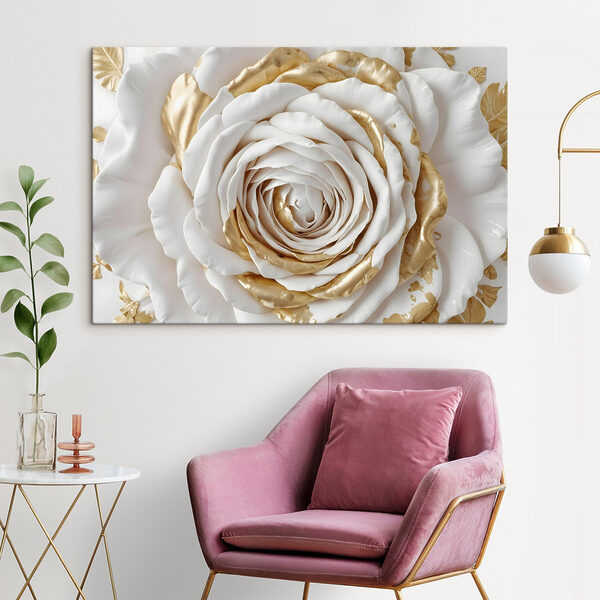 Art floral exquis en blanc et or Art floral exquis en blanc et or