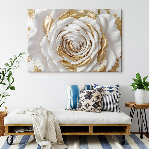Art floral exquis en blanc et or Art floral exquis en blanc et or