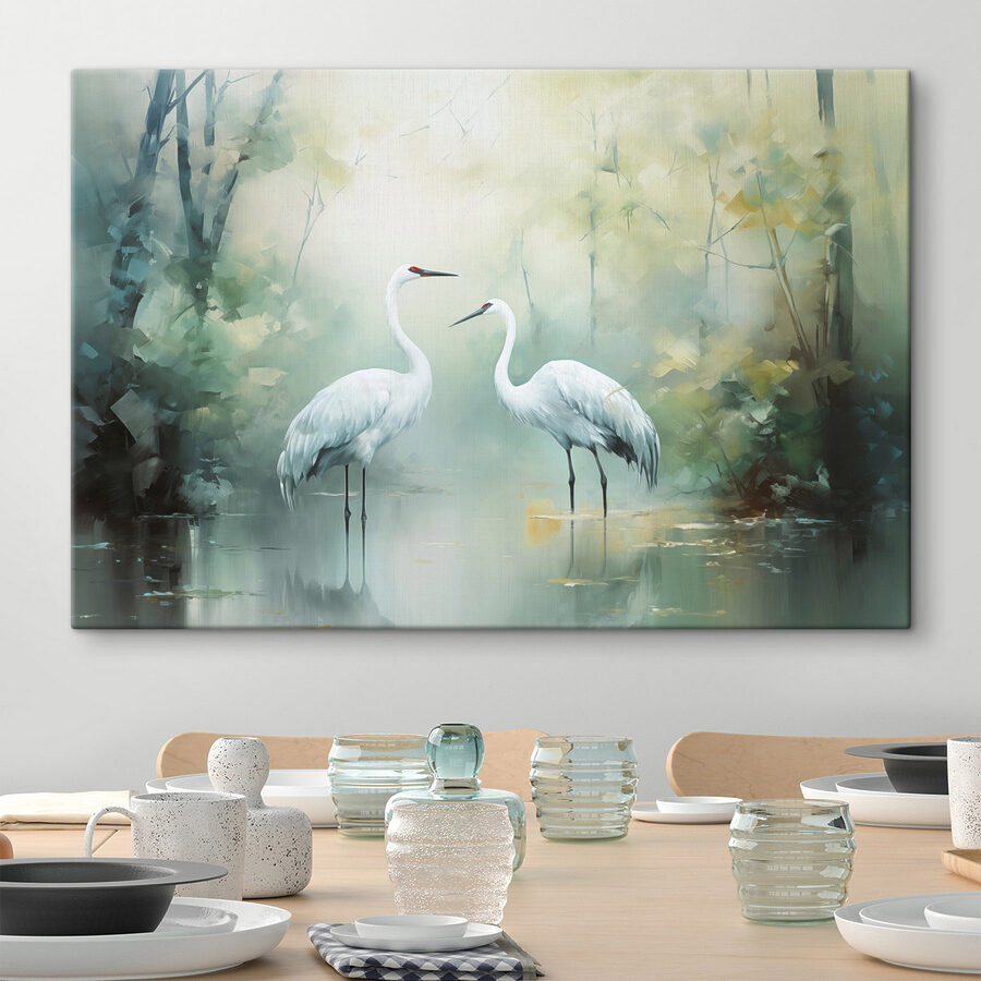 Couple d'oiseaux blancs dans un étang