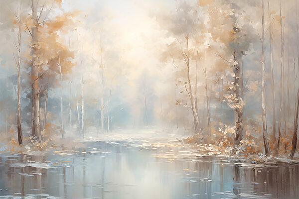 Eau avec arbres et feuilles Eau avec arbres et feuilles