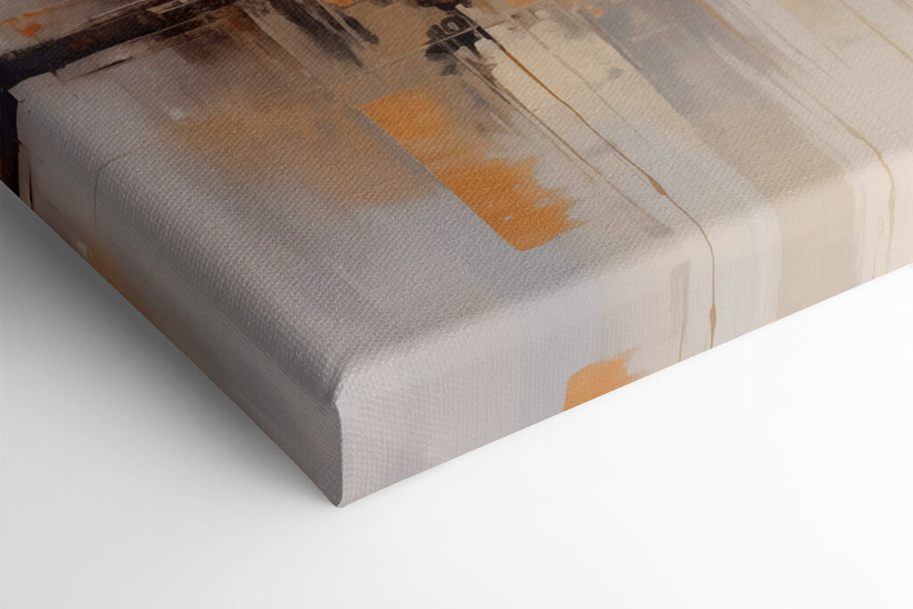 Painting of a city with a bridge over water