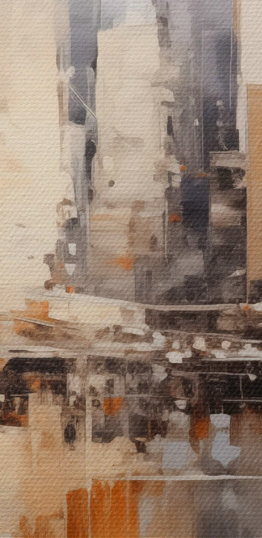 Peinture d'une ville avec un pont sur l'eau