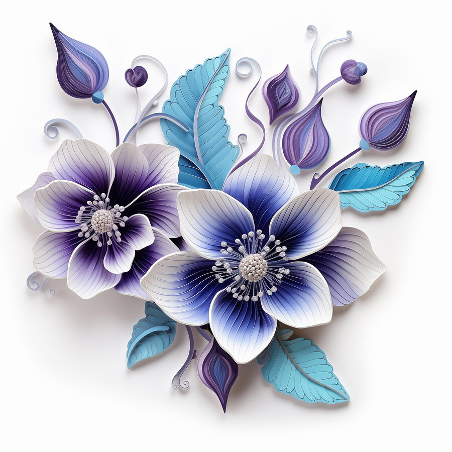 Fleurs bleues et blanches