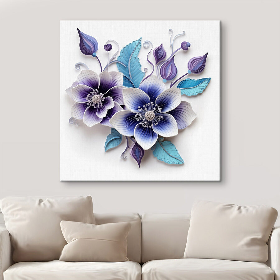 Fleurs bleues et blanches