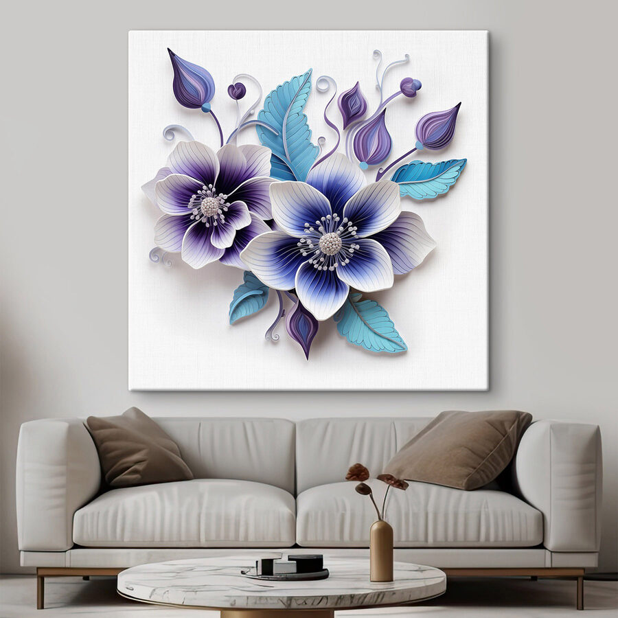 Fleurs bleues et blanches