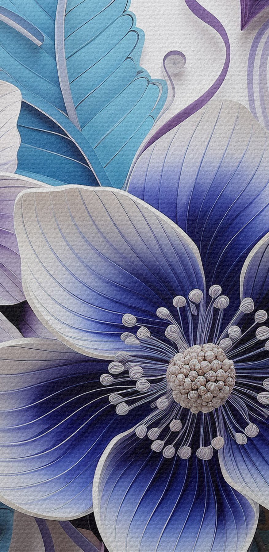 Fleurs bleues et blanches