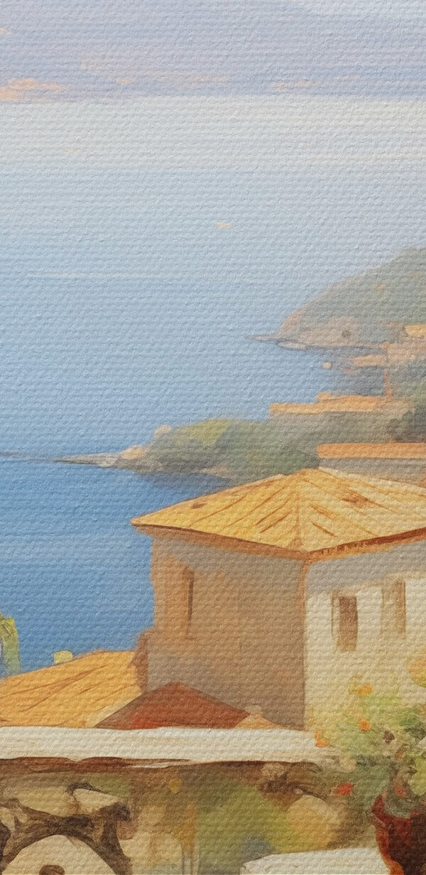 Peinture d'un balcon donnant sur un plan d'eau Peinture d'un balcon donnant sur un plan d'eau