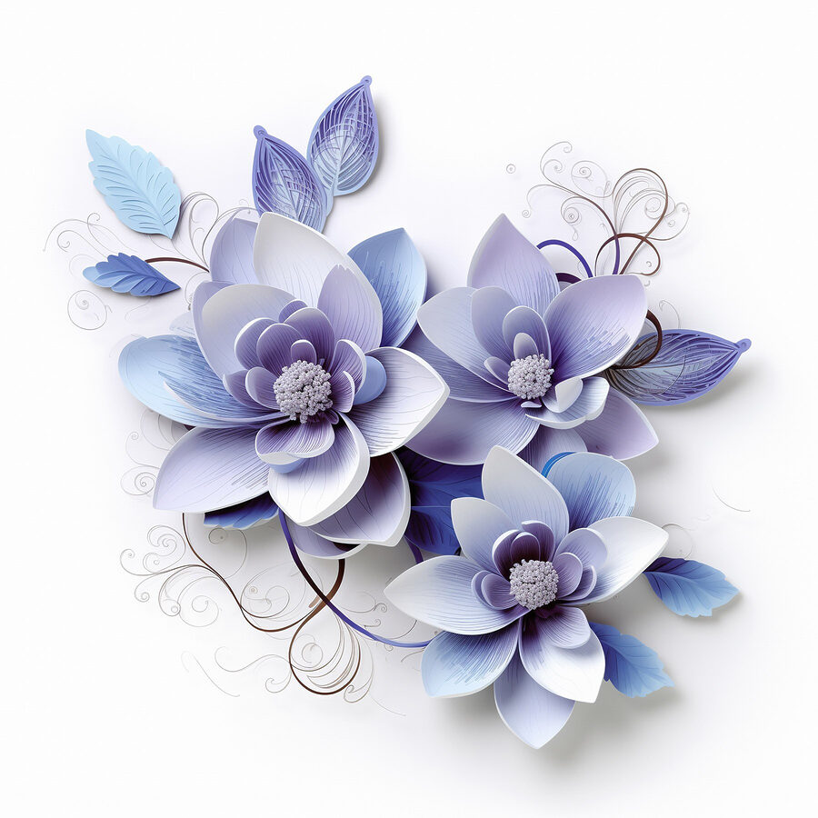 Groupe de fleurs avec feuilles