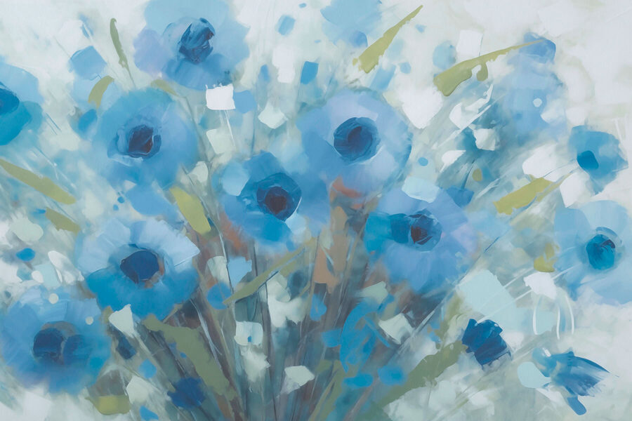 Peinture de fleurs bleues