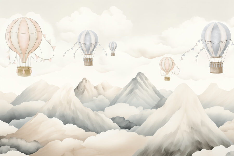 Papier peint Groupe de montgolfières dans le ciel au-dessus des montagnes – Image 9