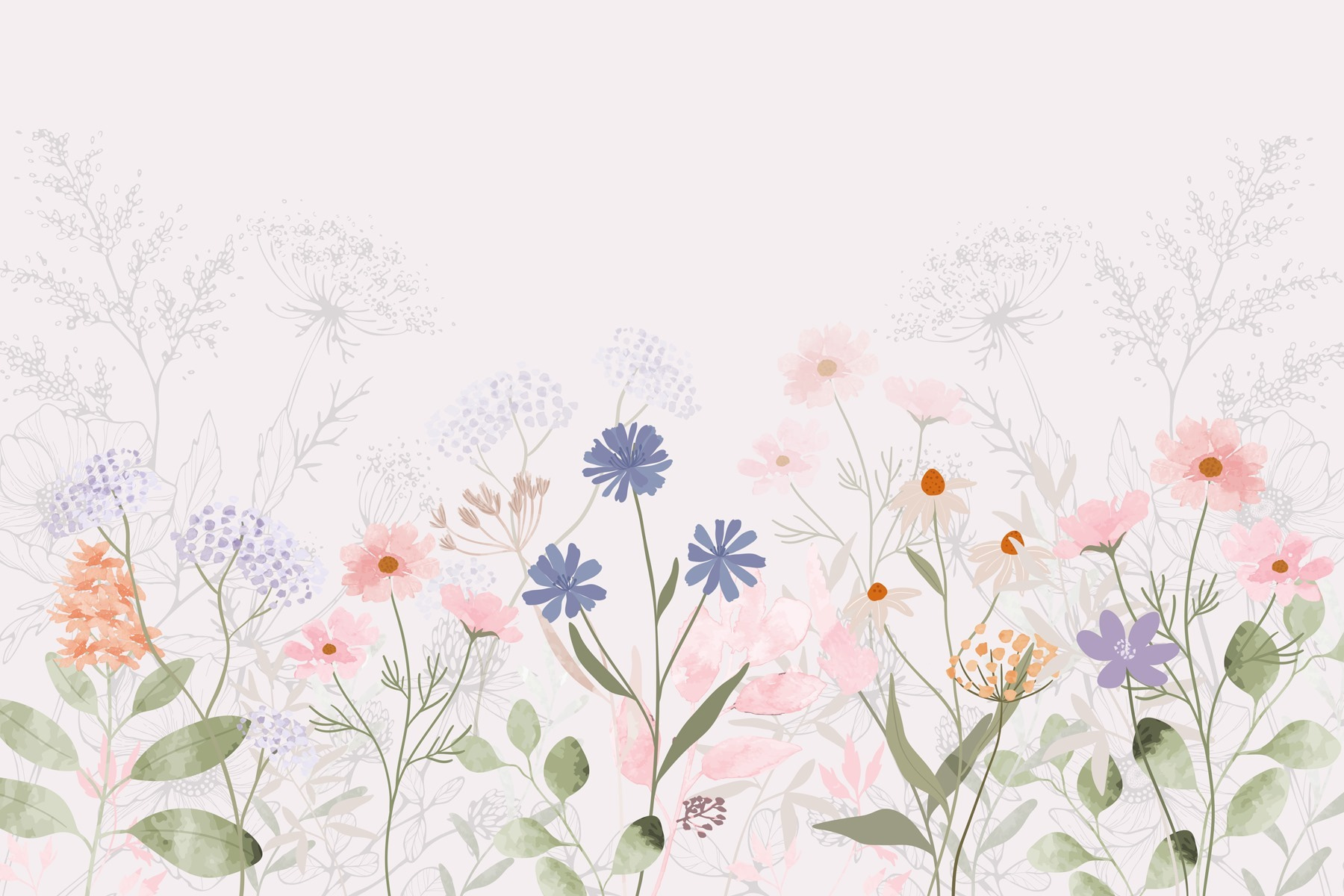 Fleurs délicates dans des tons pastels w03293p - Fleurs délicates dans des tons pastels