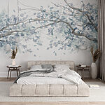 Arbre aux feuilles bleues Papier peint Arbre aux feuilles bleues