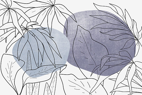 Dessin de feuilles et d'un cercle bleu Dessin de feuilles et d'un cercle bleu