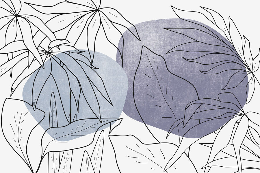 Dessin de feuilles et d'un cercle bleu Dessin de feuilles et d'un cercle bleu
