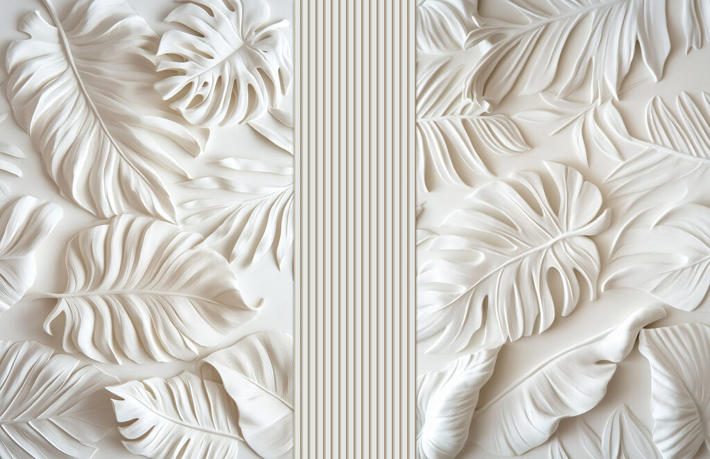 Mur blanc avec des feuilles Mur blanc avec des feuilles