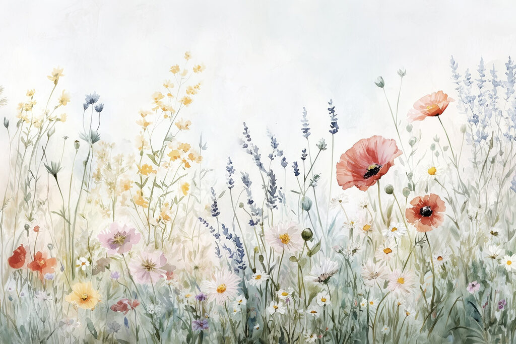 Peinture de fleurs dans un champ Peinture de fleurs dans un champ
