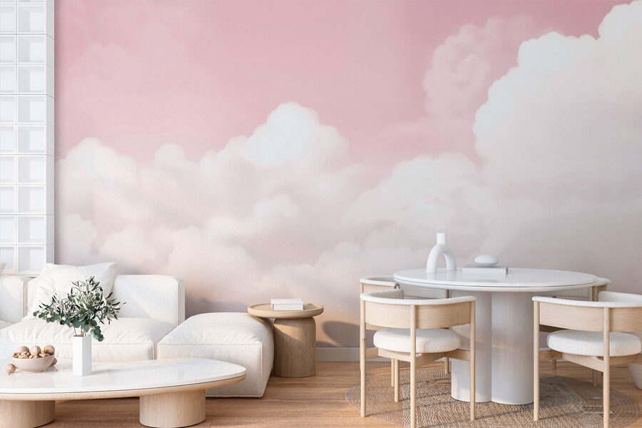 Ciel rose avec nuages