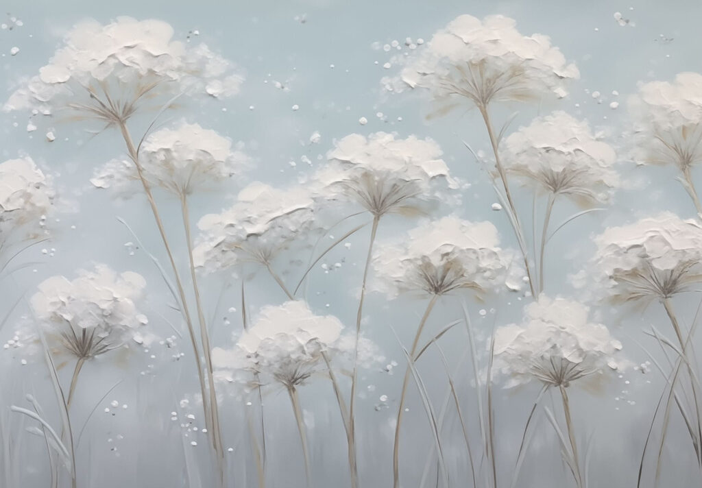Peinture de fleurs sur fond bleu Peinture de fleurs sur fond bleu