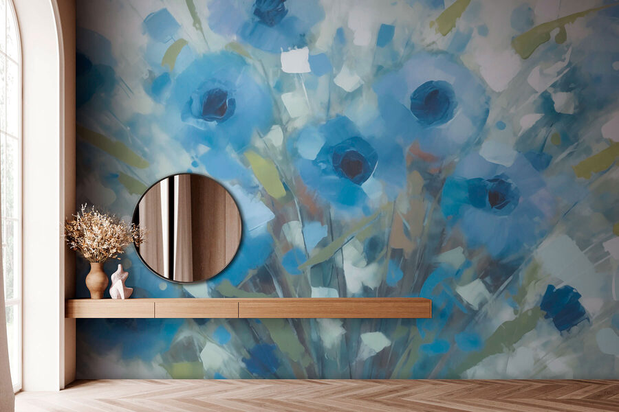 Peinture de fleurs bleues