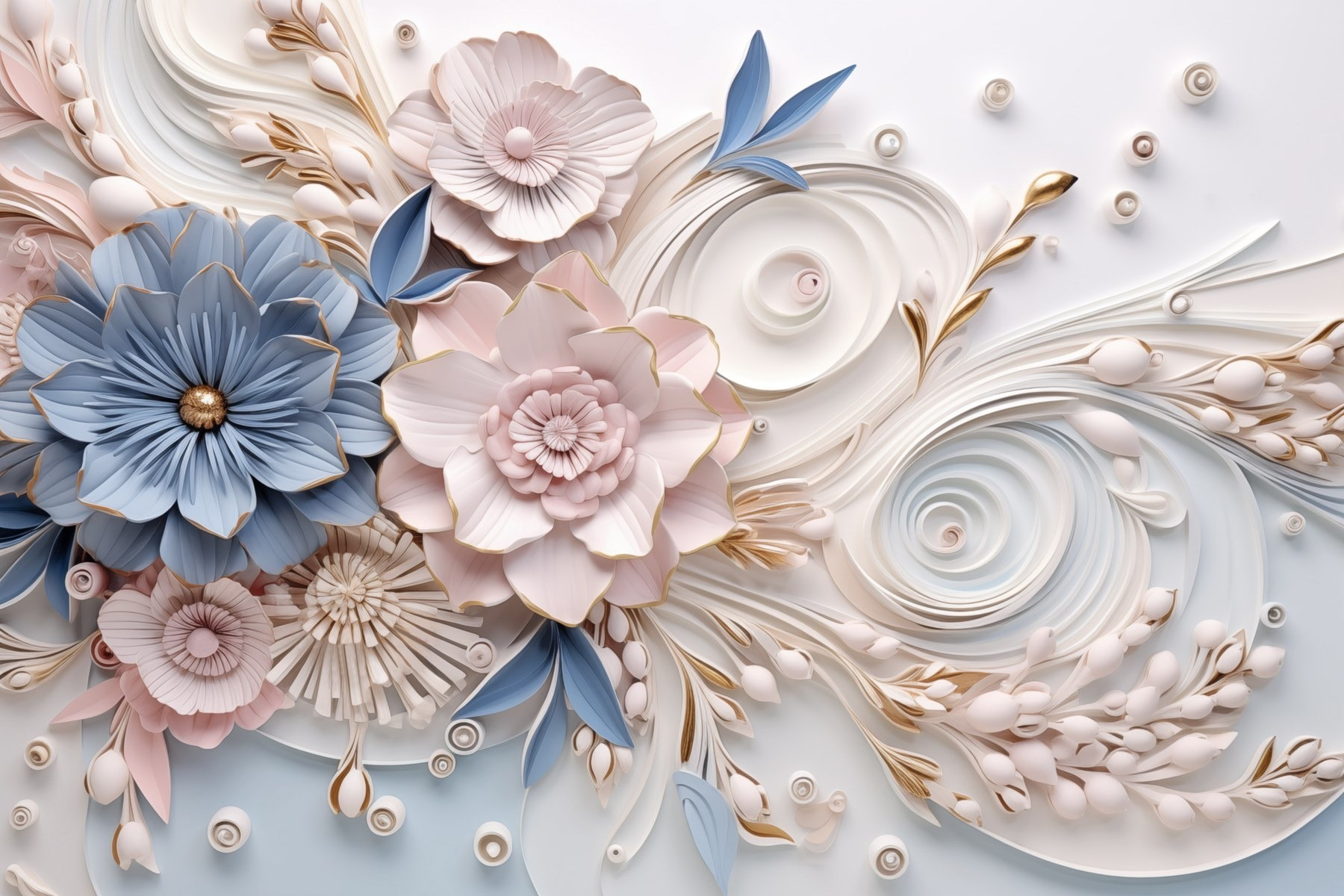 Paper flowers and leaves Paper flowers and leaves