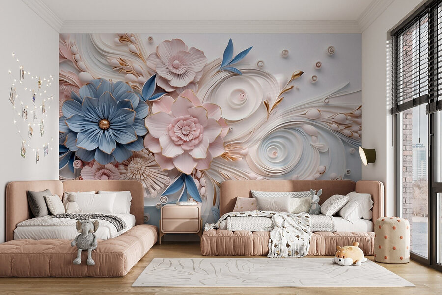 Fleurs et feuilles en papier