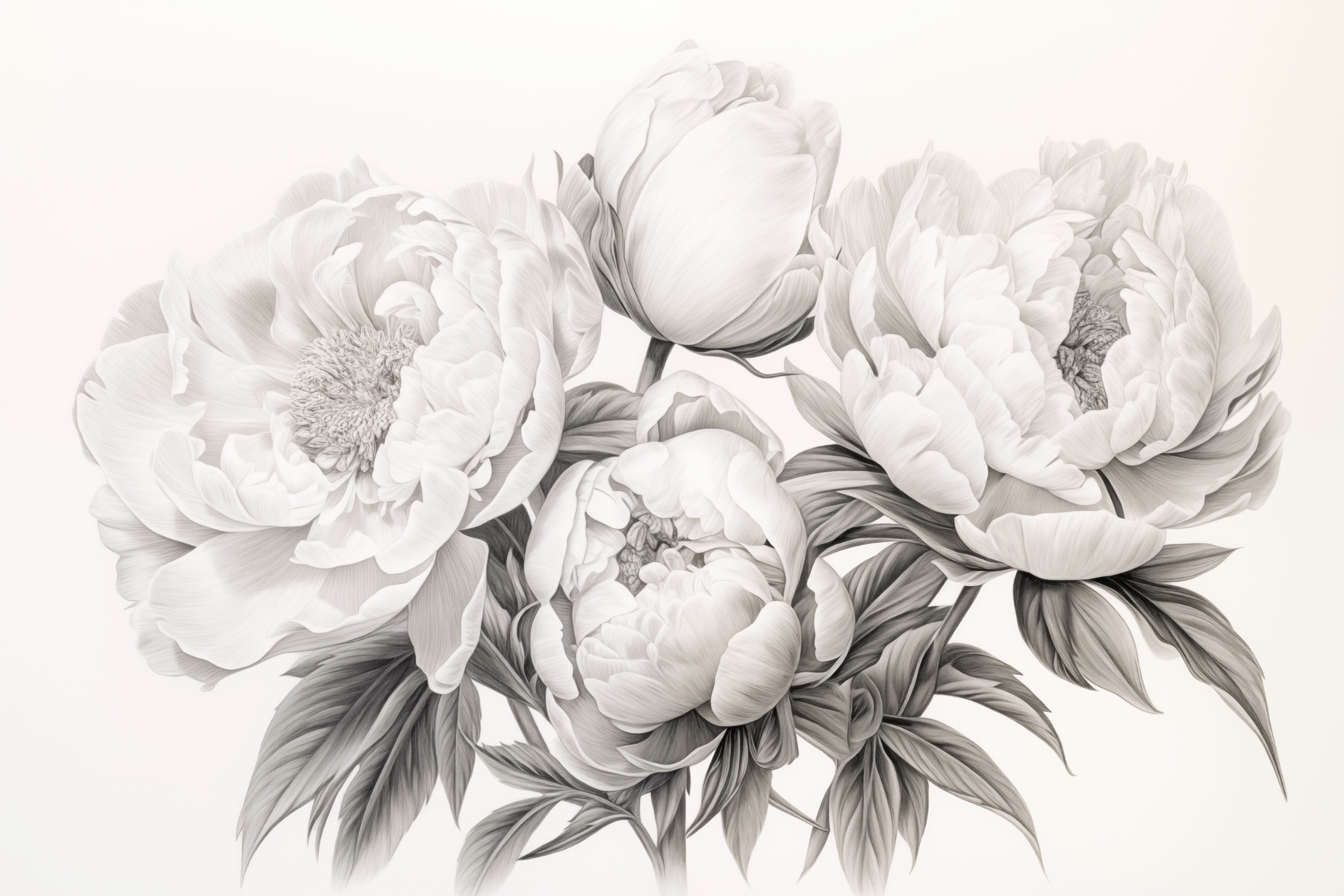 Drawing of flowers on a white background