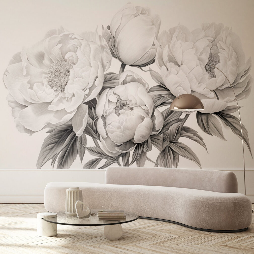 Drawing of flowers on a white background