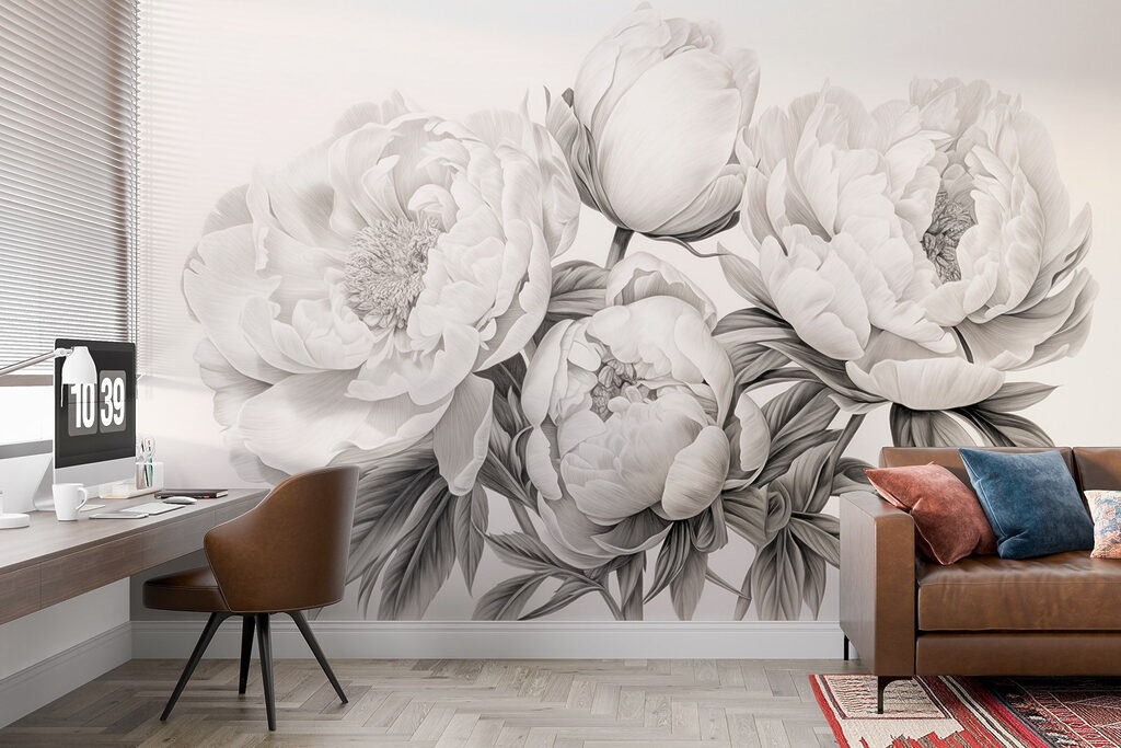 Drawing of flowers on a white background