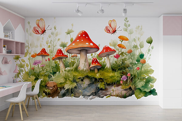 Peinture de champignons et de papillons Peinture de champignons et de papillons
