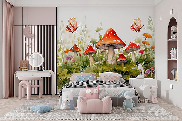 Peinture de champignons et de papillons Peinture de champignons et de papillons