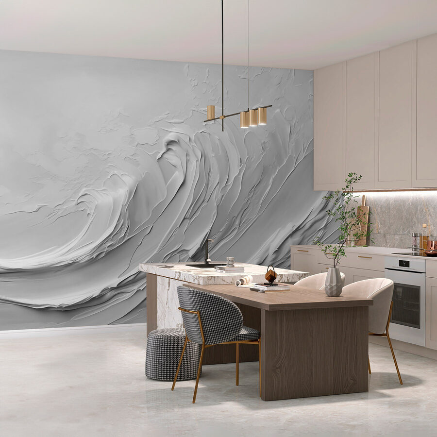 Mur blanc avec des vagues blanches