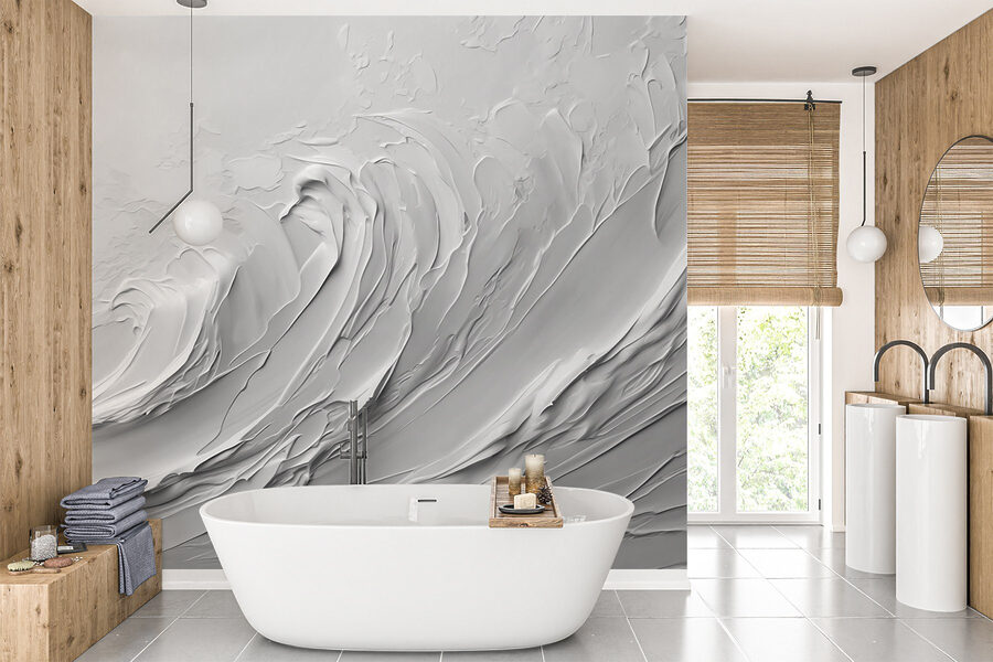 Mur blanc avec des vagues blanches