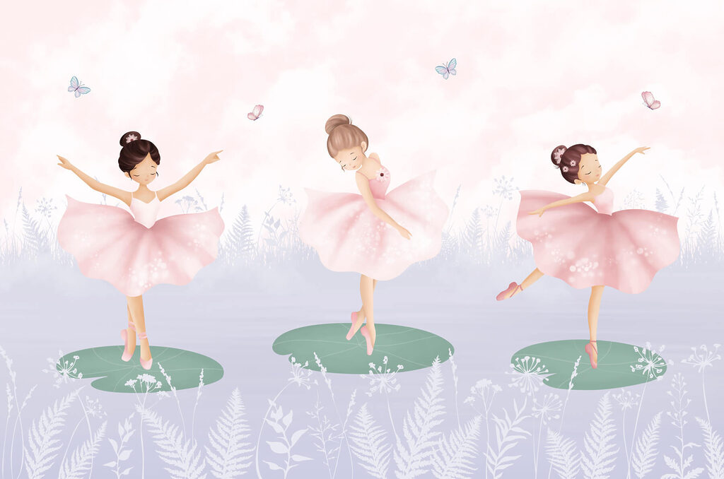 Groupe de filles en tutu dansant sur des nénuphars Groupe de filles en tutu dansant sur des nénuphars