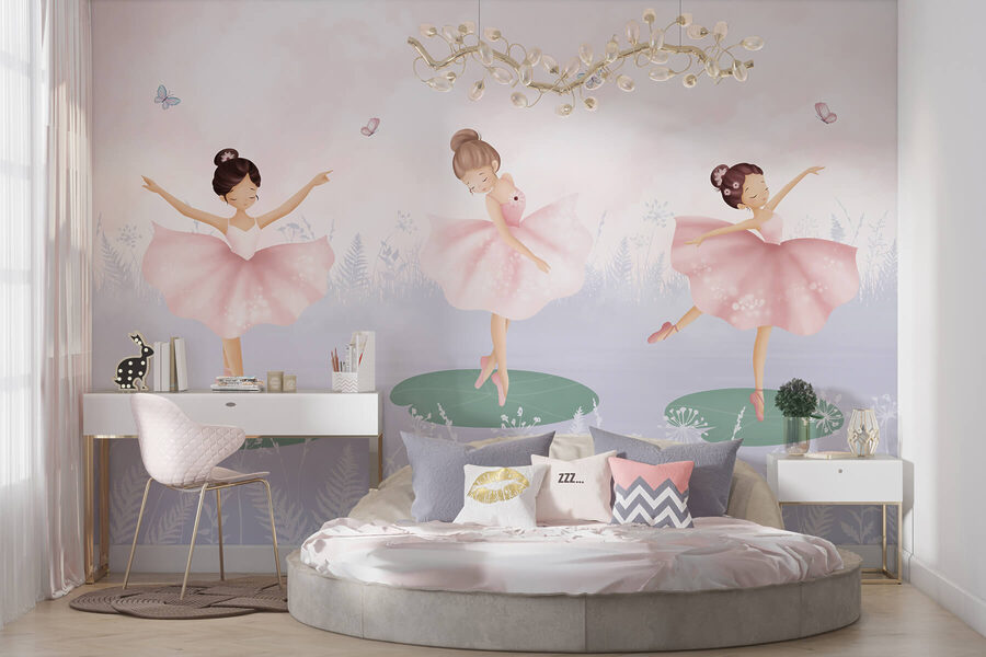 Groupe de filles en tutu dansant sur des nénuphars