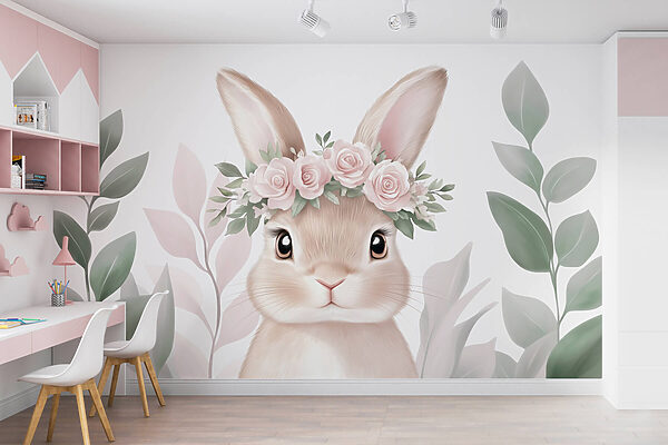 Rabbit wearing a flower crown